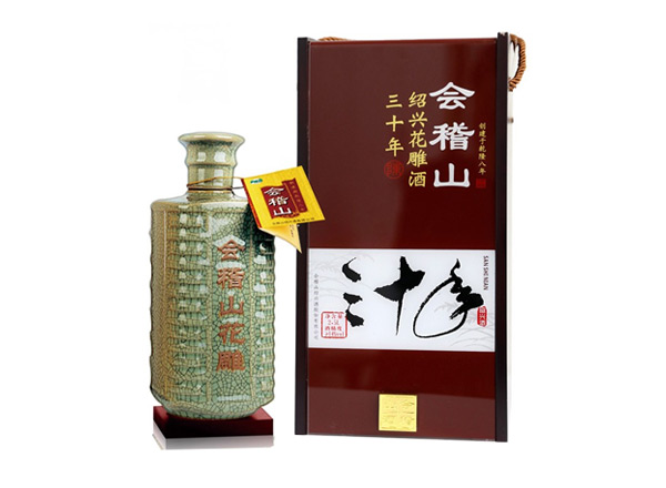 江门会稽山黄酒回收会稽山三十年绍兴花雕酒30年木盒装2.5L黄酒